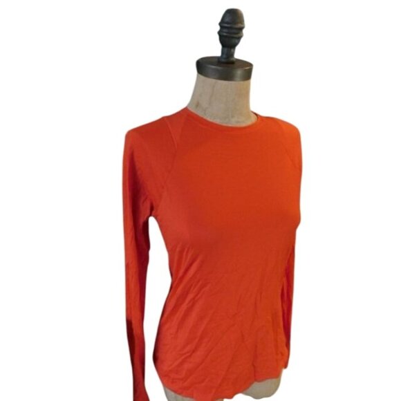 Athleta Size S Small Orange Long Sleeve Slinky Workout Athletic top - Picture 2 of 2